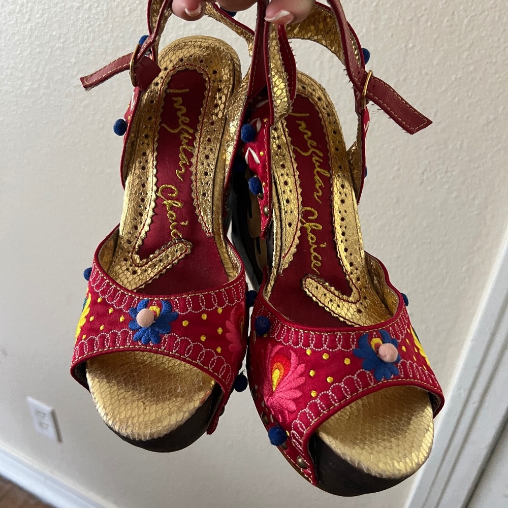 New Irregular choice wooden carved heels